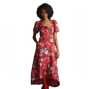 Maeve Floral Puff Sleeve midi dress